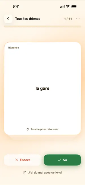 Verso d’une carte avec les boutons Encore et Su